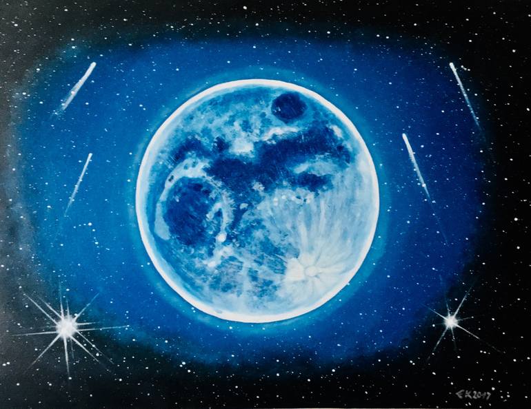 770x594 Saatchi Art Full Moon Painting By En Ko - Full Moon Painting