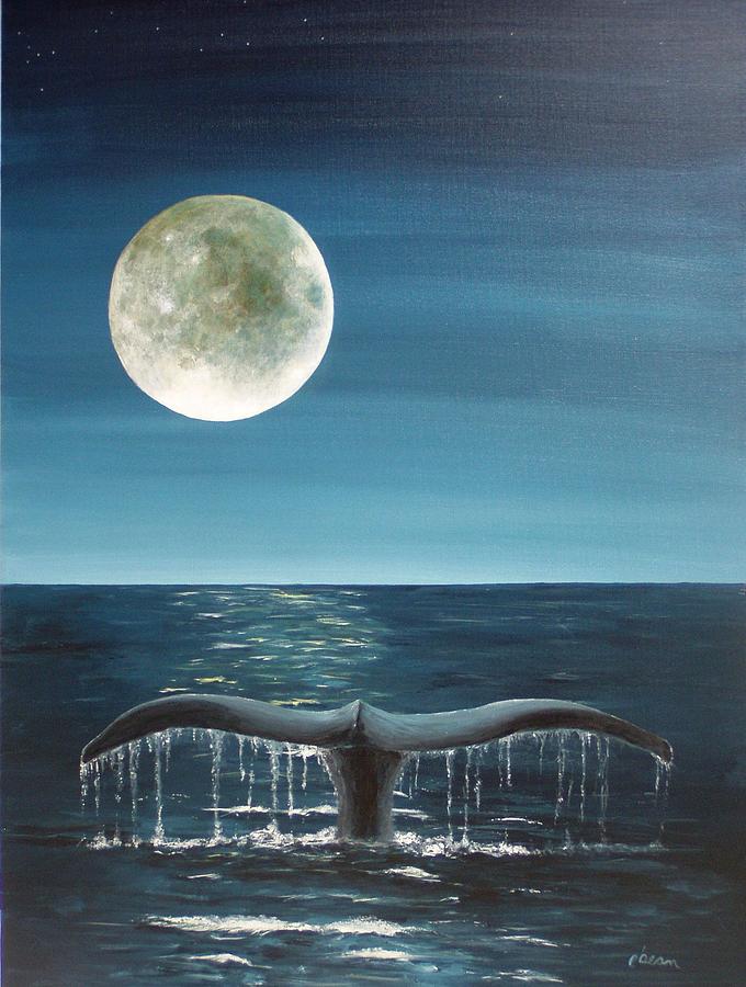 680x900 Full Moon Fluke Painting By Patti Bean - Full Moon Painting