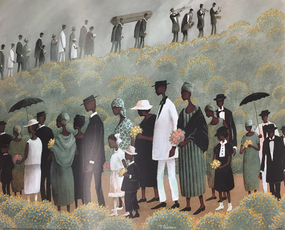 570x461 Funeral Procession By T. Coleman 16 X 20 Black - Funeral Procession Painting