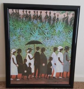 284x300 African American Ida Jackson Signed The Funeral Procession Framed - Funeral Procession Painting