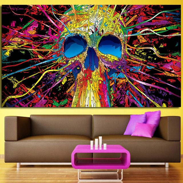 640x640 Funky Prints Modern Color Skeleton Oil Painting Decorative Picture - Funky Painting