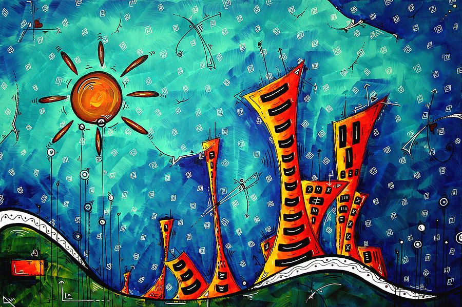 900x599 Funky Town Original Madart Painting Painting By Megan Duncanson - Funky Painting
