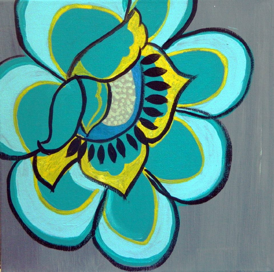 960x952 Original Painting By Corrine Lombardo Funky Flower The Corri Door - Funky Painting