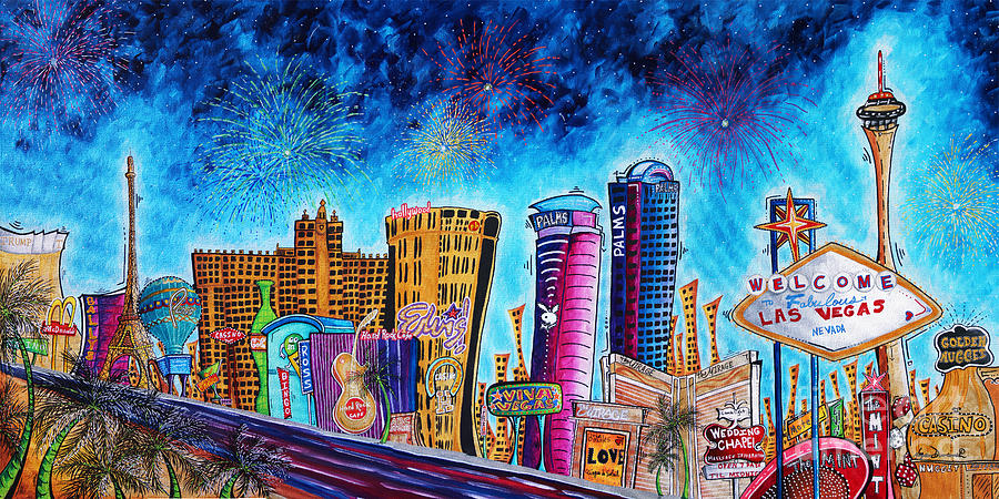 900x450 Viva Las Vegas A Fun And Funky Pop Art Painting Of The Vegas - Funky Painting
