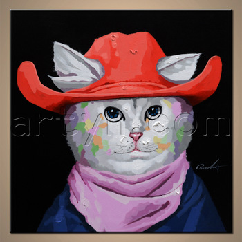 350x350 Popular Figure Style Funny Animal Painting Of Cat For Home - Funny Animal Painting