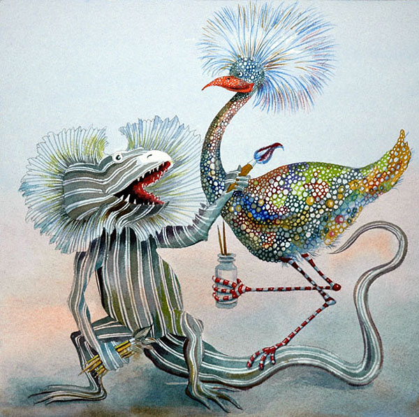 600x597 Whimsical Fine Arts - Funny Animal Painting