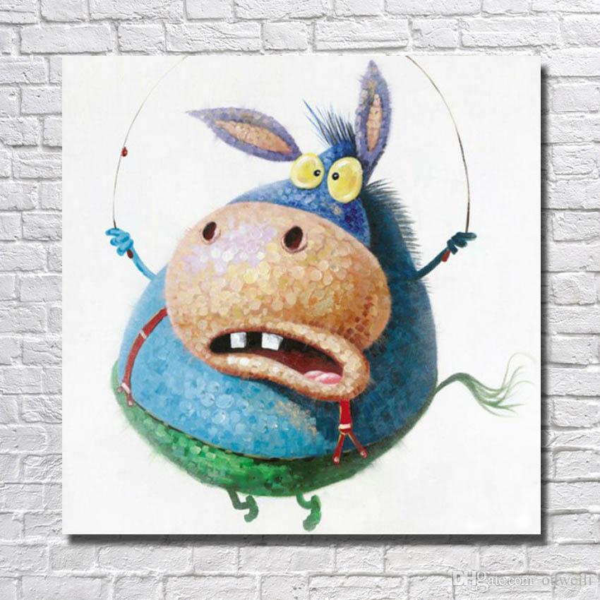 850x850 2018 Hand Drawing Funny Donkey Cartoon Animal Oil Painting Rope - Funny Animal Painting