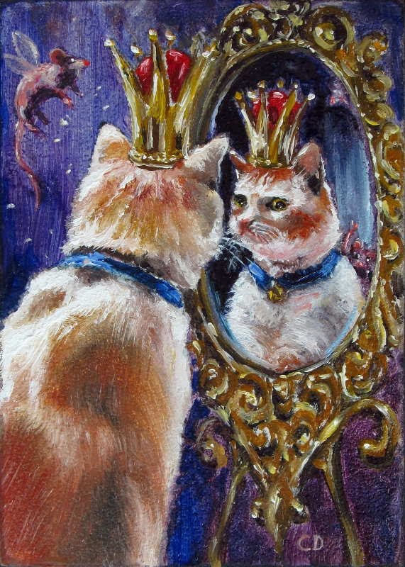 571x800 Funny Cat Fairy Tale Painting Techniques Daniel C. Chiriac Fine - Funny Cat Painting