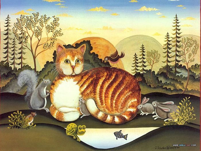700x525 Funny Cats - Funny Cat Painting