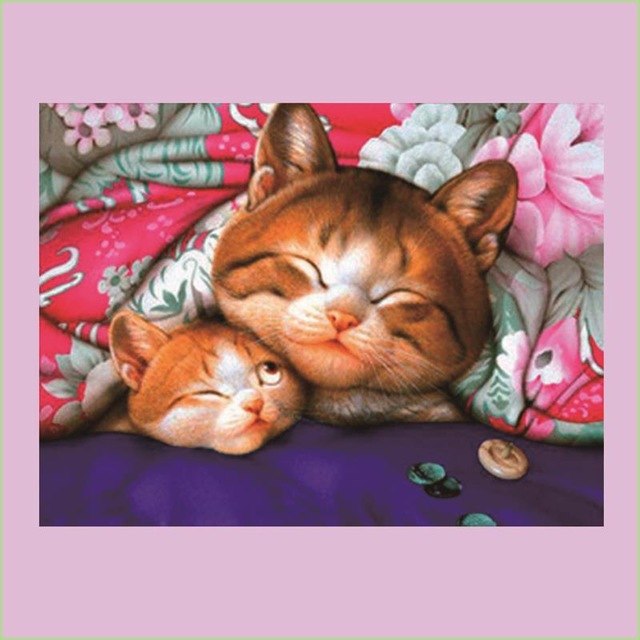640x640 New 3d Diy Diamond Painting Needles Funny Cat Full Rhinestones - Funny Cat Painting