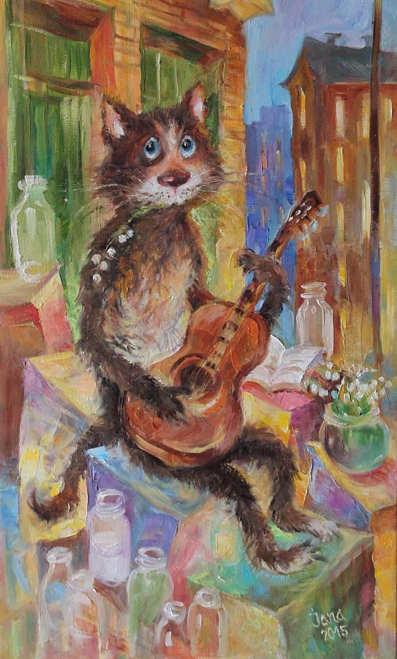 570x946 The 9 Best Cats Painting Images On Oil On Canvas, Oil - Funny Cat Painting