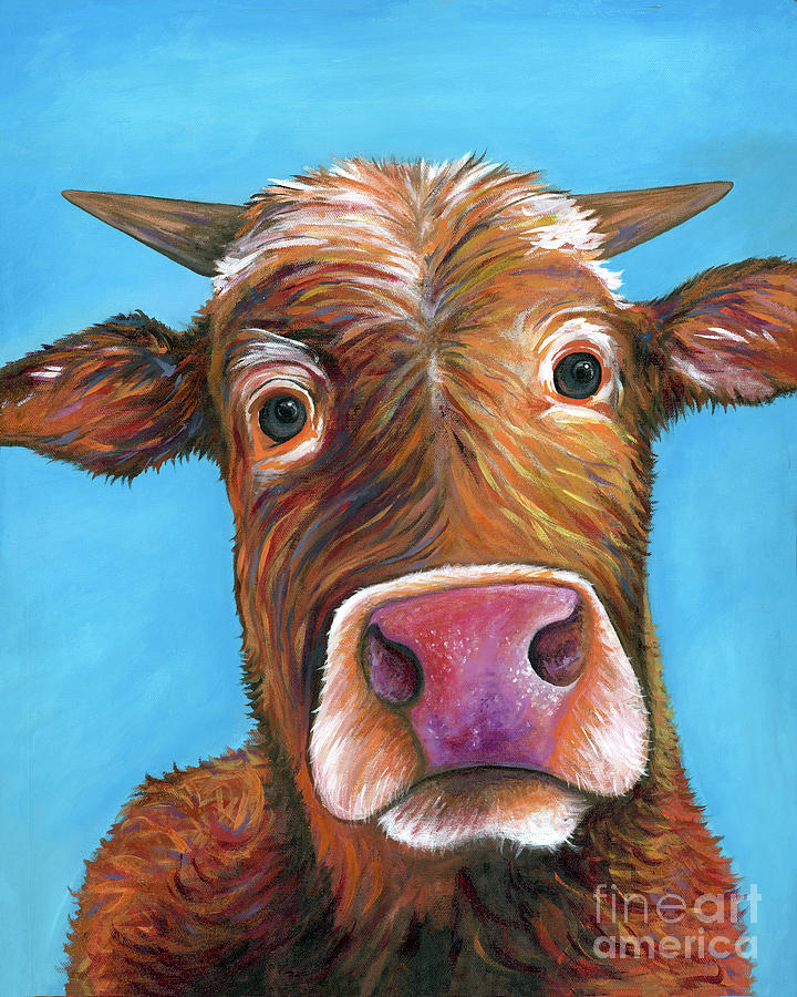 720x900 Funny Cow Painting By Mark Ashcraft - Funny Cow Painting
