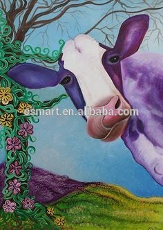 236x332 High Skills Artist Hand Painted Abstract Modern Cow Oil Painting - Funny Cow Painting