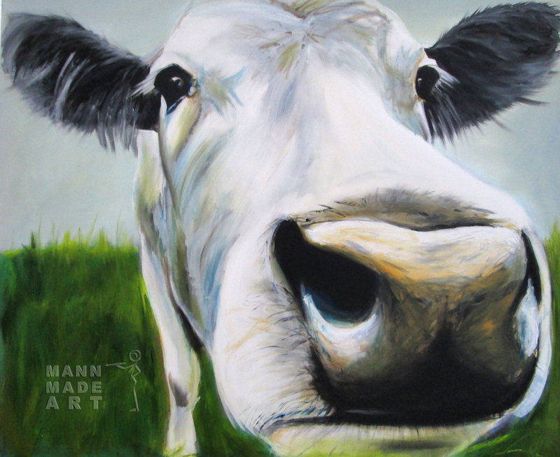 800x653 Molly, Cute Cow Painting On Canvas - Funny Cow Painting