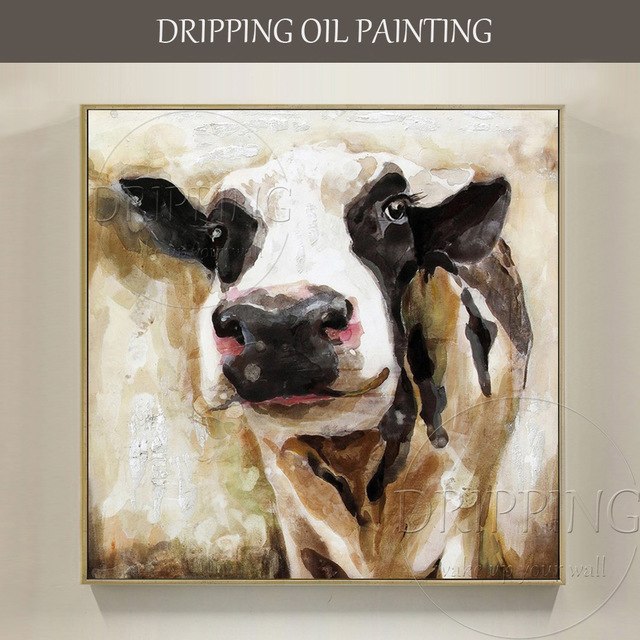 640x640 Professional Team Supply 10 Designs Cow And Bull Oil Painting Hand - Funny Cow Painting