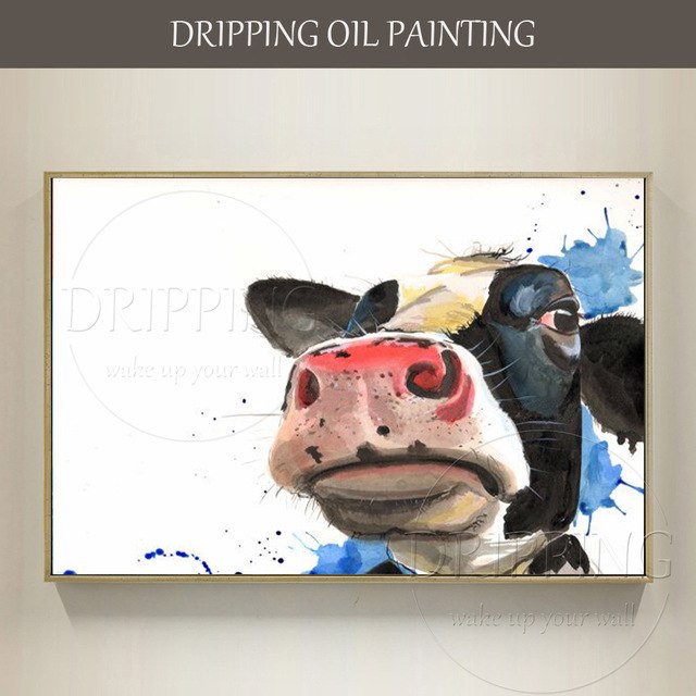 640x640 Top Artist Hand Painted High Quality Modern Animal Cow Oil - Funny Cow Painting