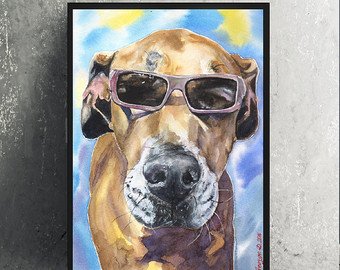 340x270 Great Dane Print Of The Original Watercolor Painting Art Cute - Funny Dog Painting