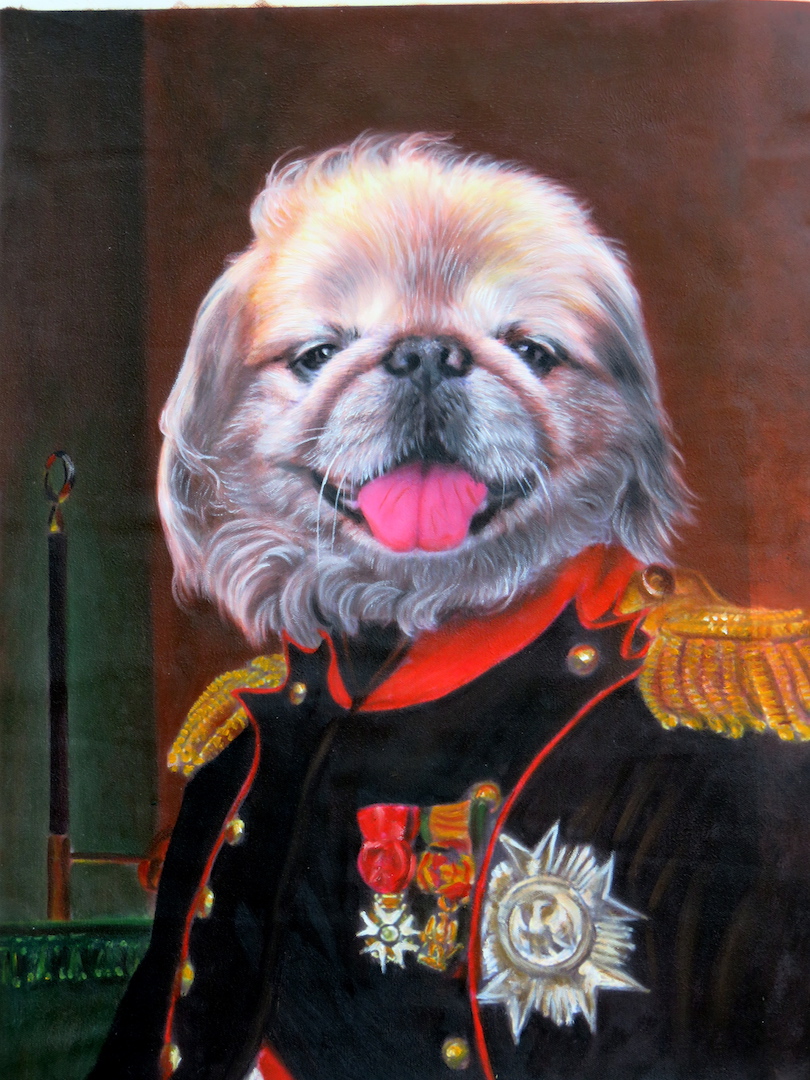 810x1080 Napoleon Dog Amp Napoleon Cat Portrait Paintings By Splendid Beast - Funny Dog Painting