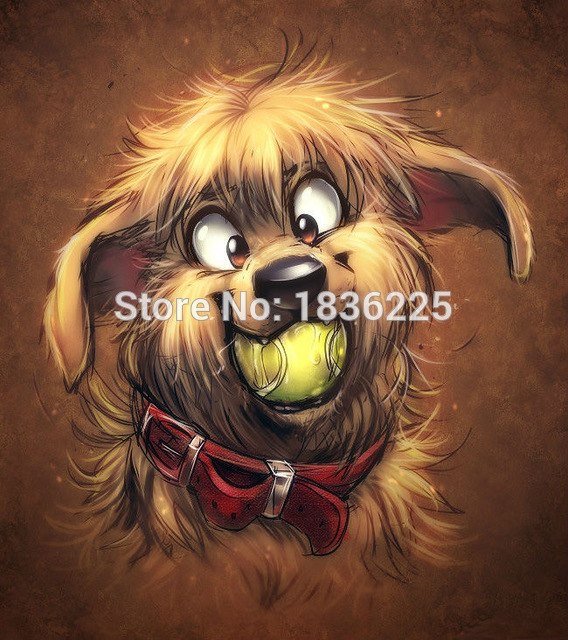 568x640 Wall Art Lovely Cartoon Dog Funny Animals Oil Painting On Canvas - Funny Dog Painting