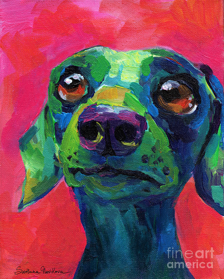 724x900 Funny Dachshund Weiner Dog Painting By Svetlana Novikova - Funny Dog Painting