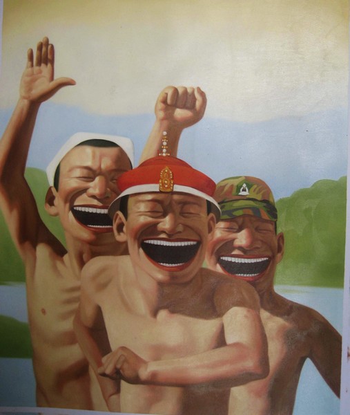507x600 Hand Painted Chinese Funny Men Oil Painting Chinese Calligraphy - Funny Painting