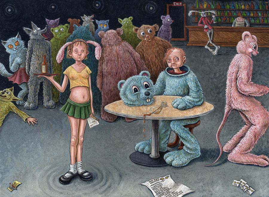 900x661 Furry Bar Painting By Holly Wood - Furry Painting
