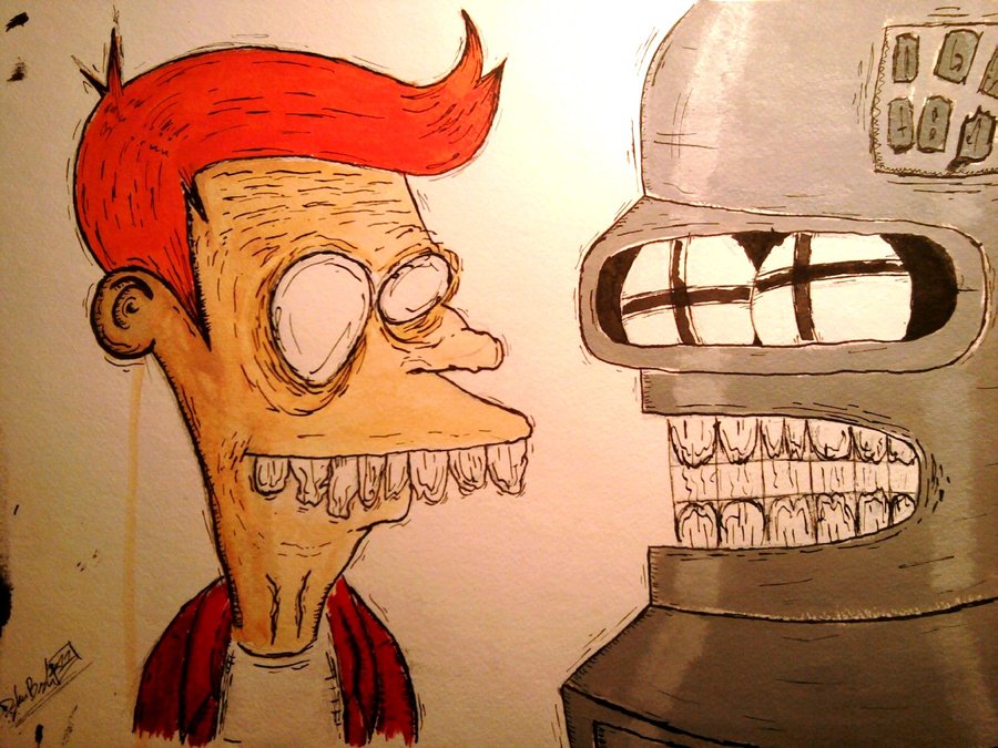 900x675 Futurama Fry And Bender By Blooddrunkdylan - Futurama Fry Painting