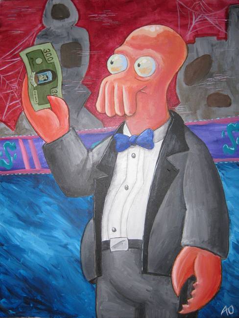 488x650 Stunning Futurama Painting Reproductions For Sale On Fine Art Prints - Futurama Fry Painting