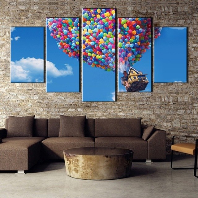 640x640 Hd Printed 5 Pieces Flying House Up Futurama Movie Painting Canvas - Futurama Painting