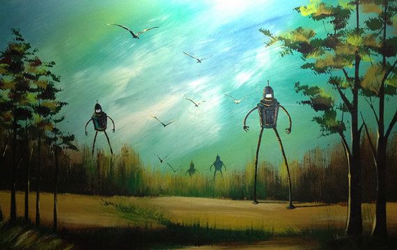 570x359 Limited Edition Print Or Postcard Giant Bender Robot Monster - Futurama Painting