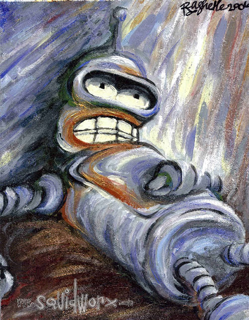 500x642 Bender 5 O'Clock Rust By Opia - Futurama Painting