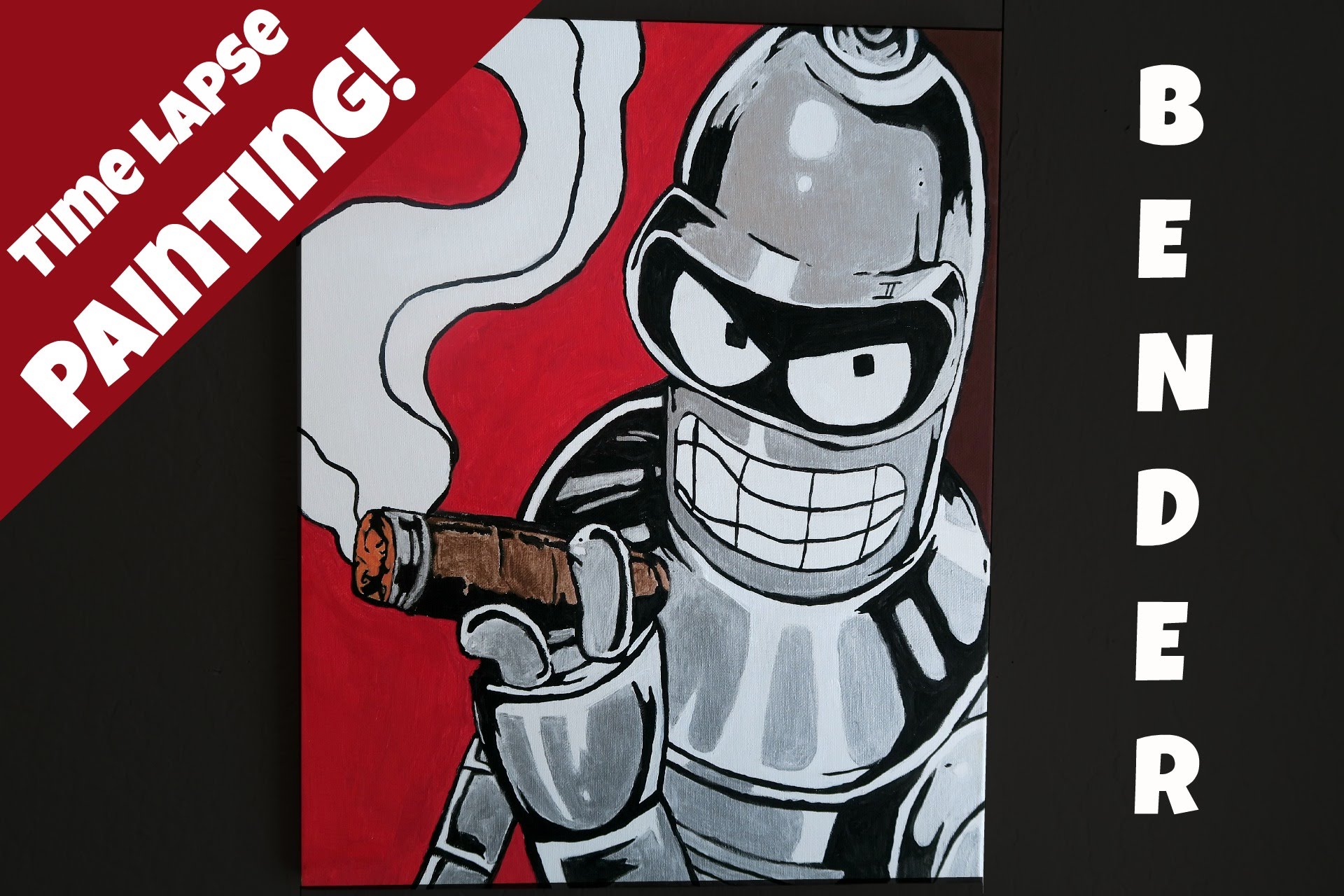 1920x1280 Bender From Futurama Painting! (Timelaspe) - Futurama Painting
