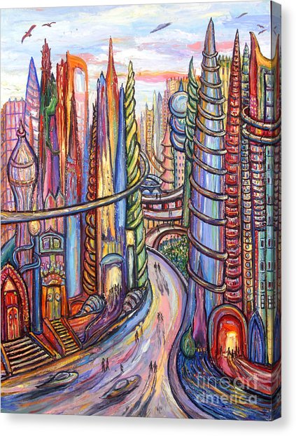 423x622 Future City Painting By Arthur Robins - Future City Painting