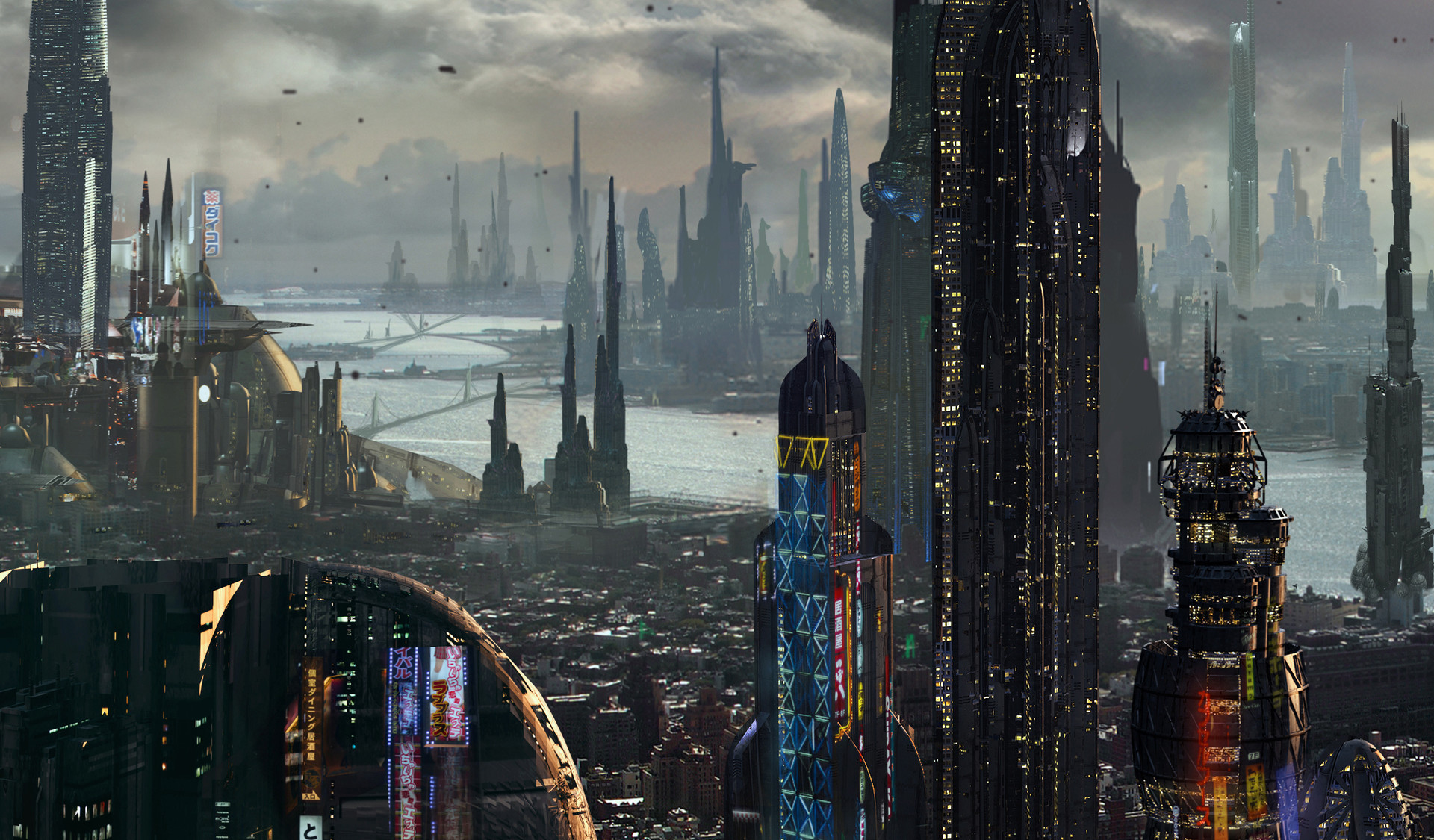 1920x1125 Artstation - Future City Painting