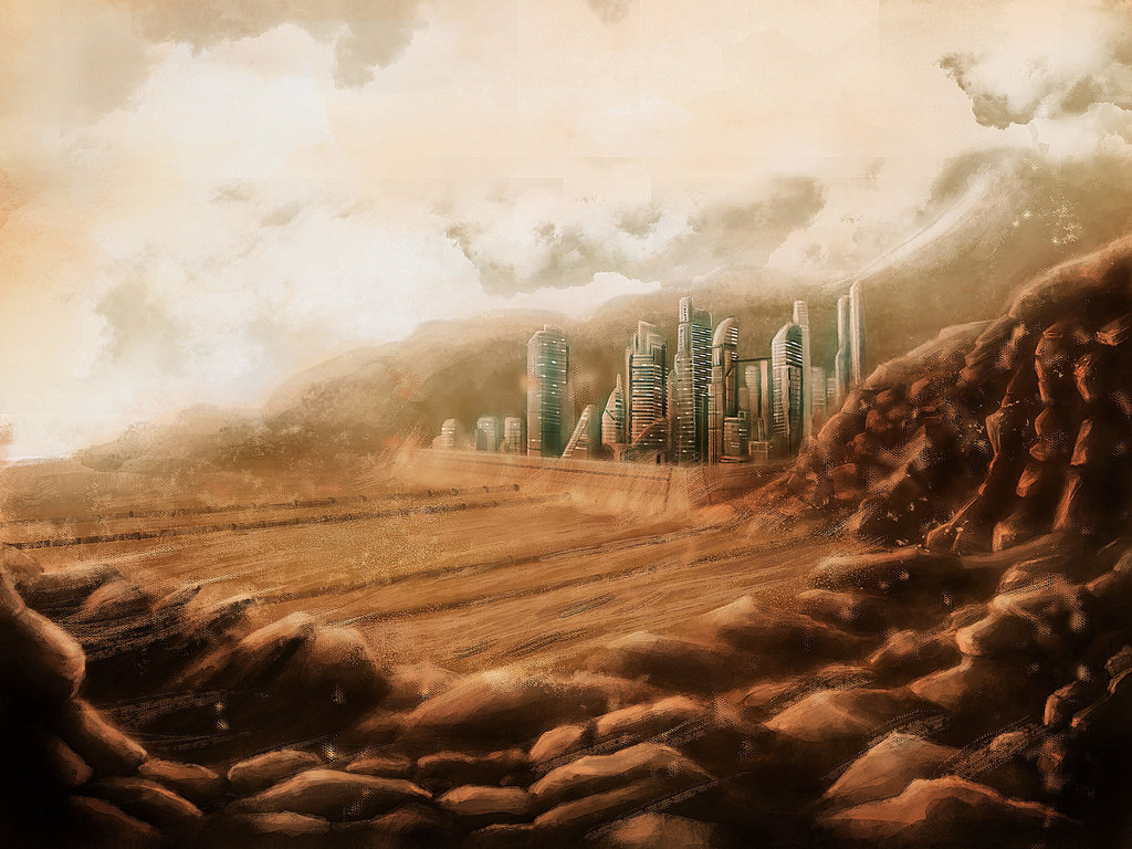 1024x768 Futuristic City - Futuristic Landscape Painting