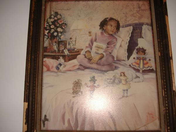 600x450 Old Oil Painting Of An African American Girl Reading - G Rose Painting