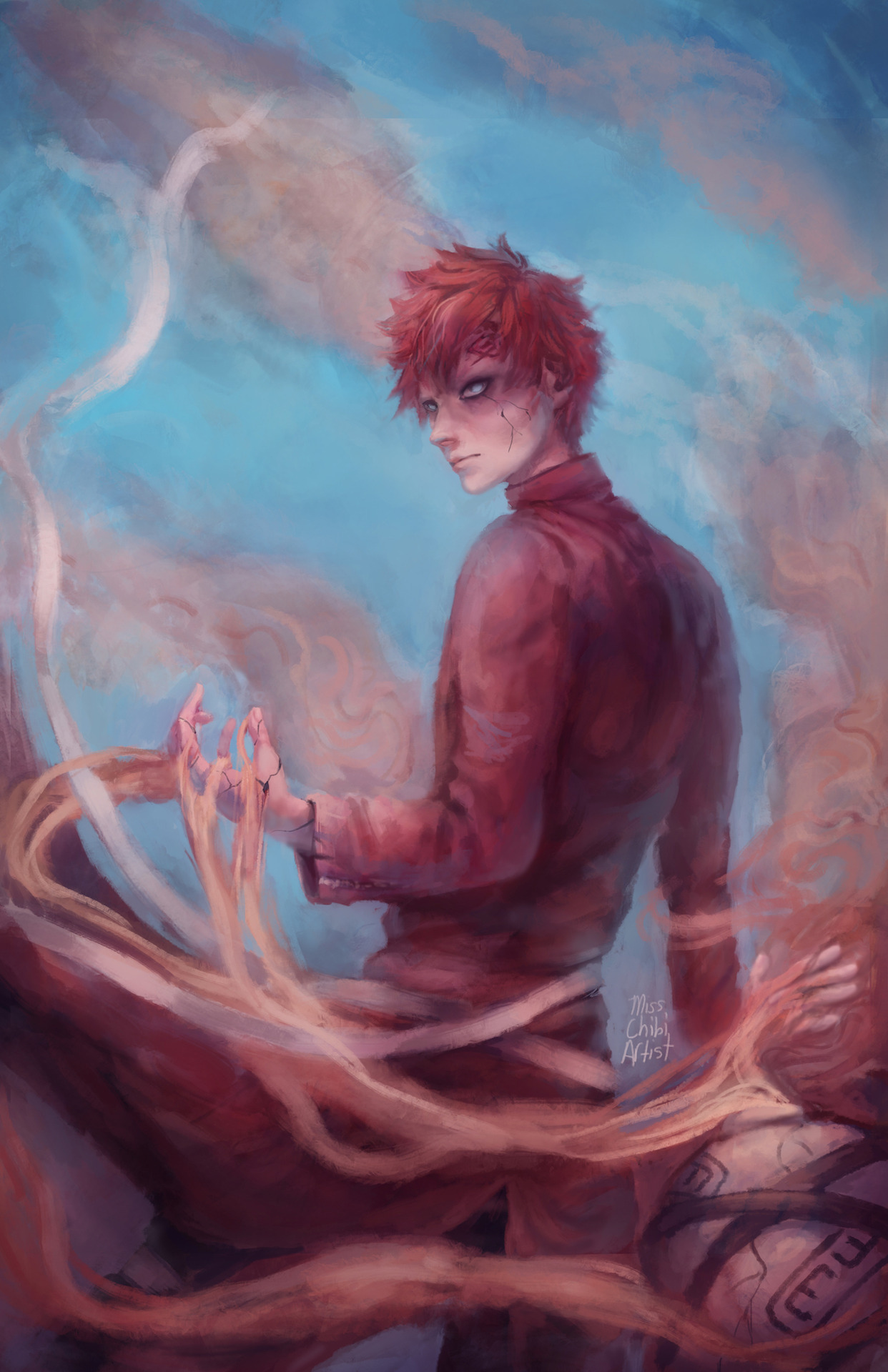 1242x1920 Doodle Gaara Fanart. I Just Love Him, And Painting This - Gaara Painting