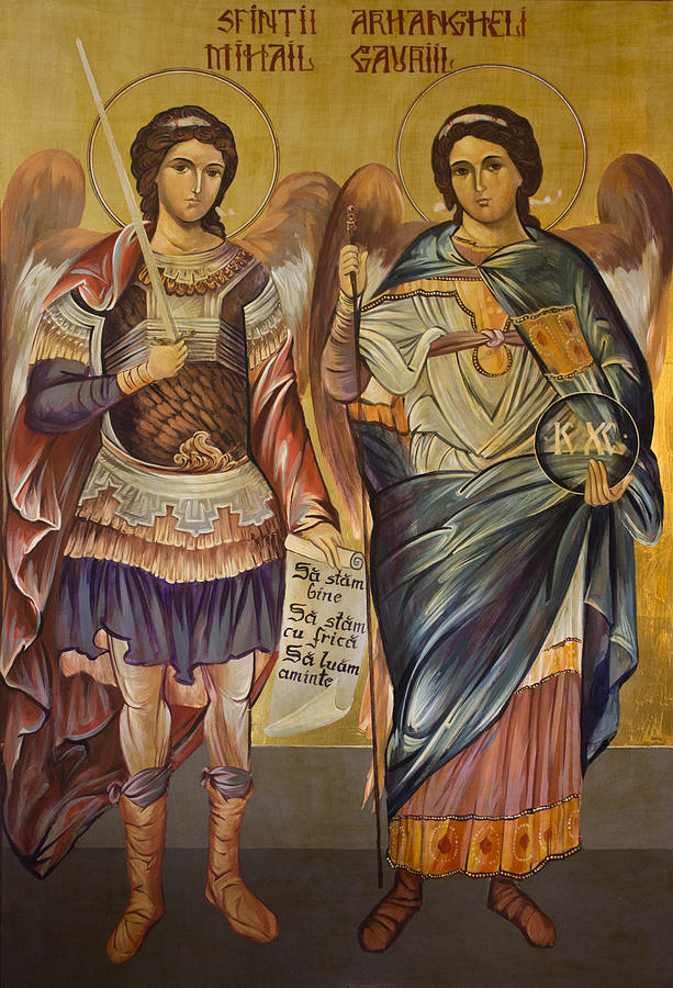 613x900 St. Michael And St. Gabriel Painting By Vali Irina Ciobanu - Gabriel Painting