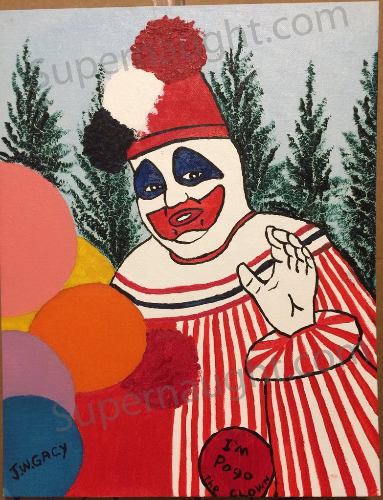 783x1024 John Wayne Gacy Pogo The Clown Oil Painting Signed Three Times - Gacy Painting