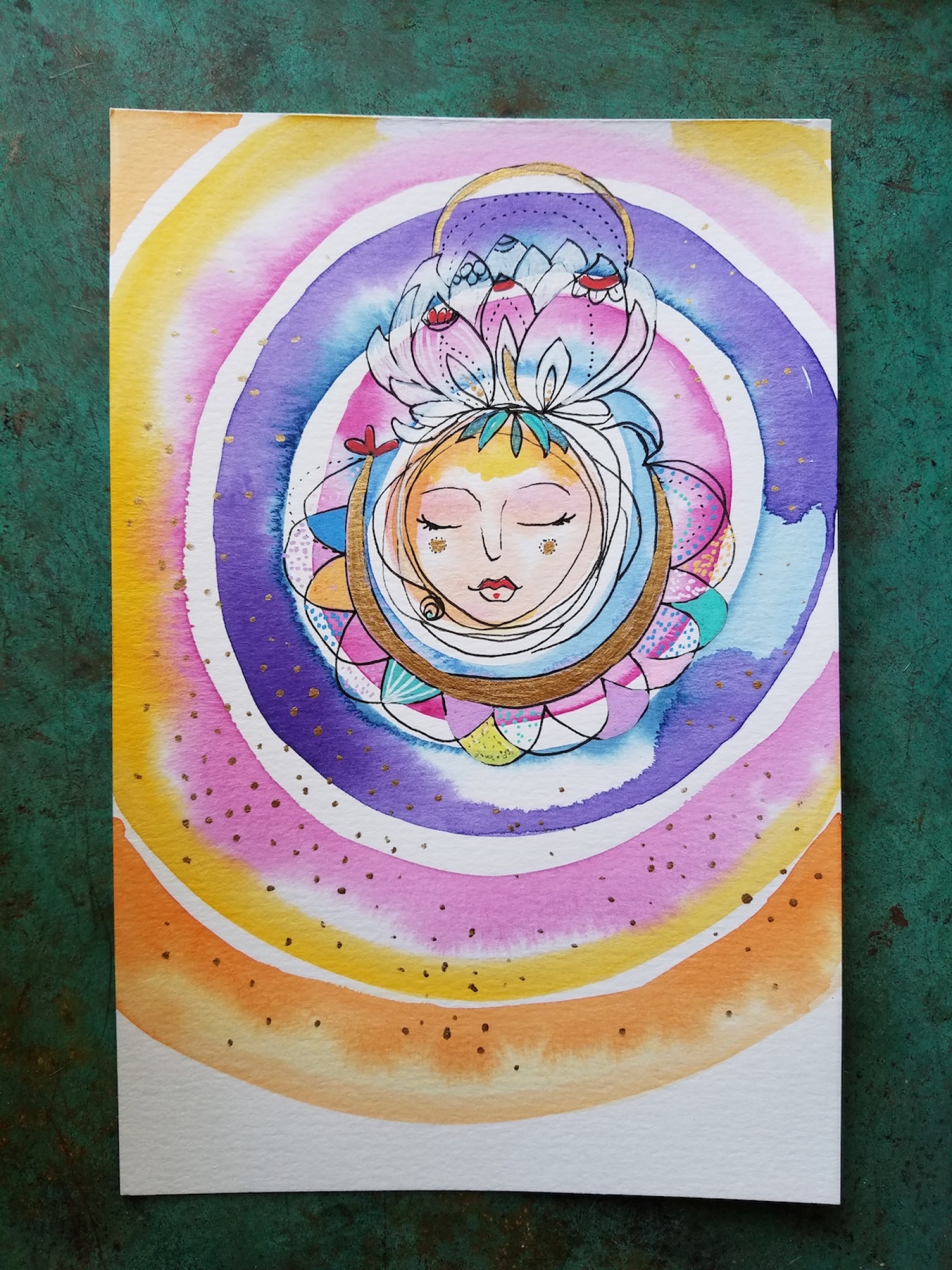 1600x2133 Golden Moon Mixed Media Painting Gaea - Gaea Painting