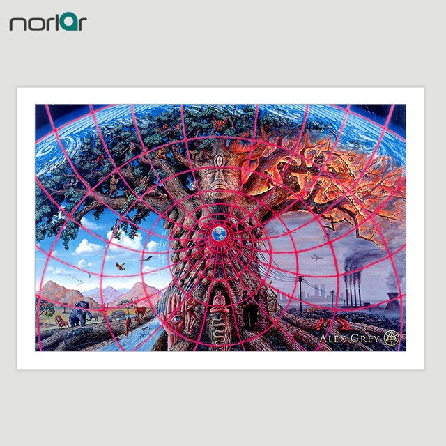 640x640 Canvas Printings Gaia Alex Grey Psychedelic Painting Canvas - Gaia Painting