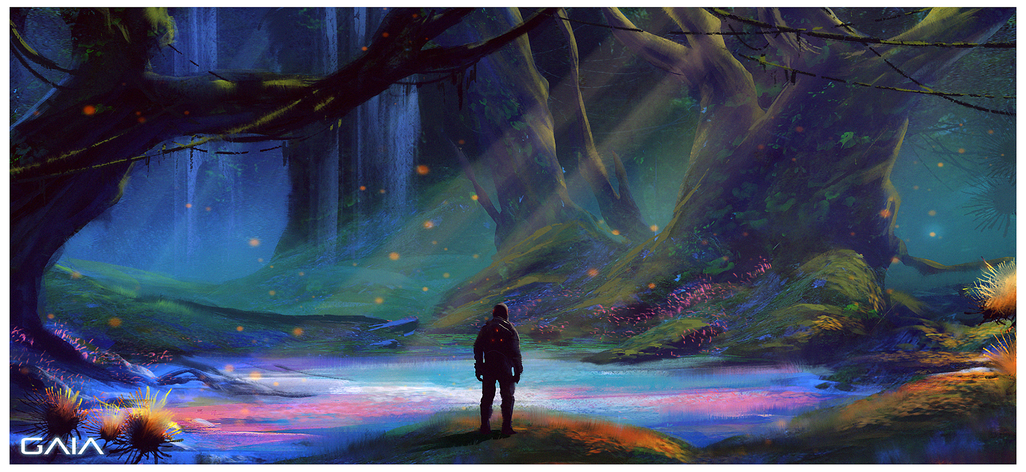 2000x921 Gaia Forest Concept By Dominuself - Gaia Painting