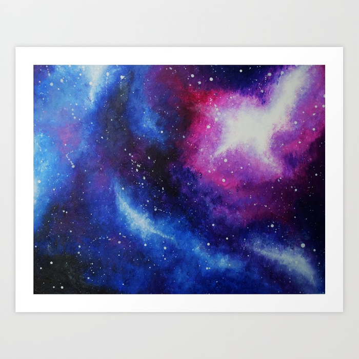 700x700 Galaxy Art Print From An Original Acrylic Painting Purple, Blue - Galaxy Art Painting