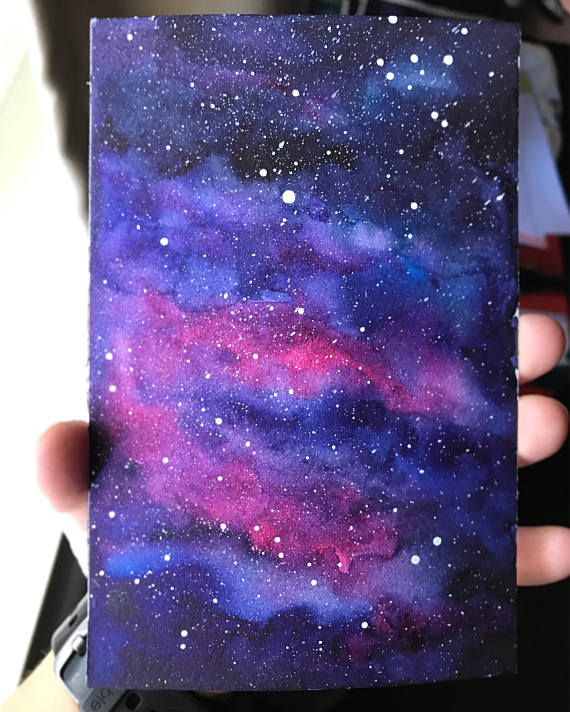 570x712 Galaxy Watercolor Nebula Watercolor Original Painting Galaxy - Galaxy Art Painting