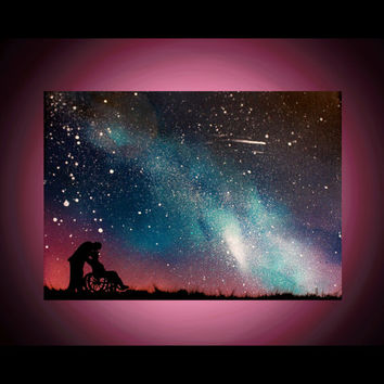 354x354 Father Daughter Silhouette Art - Galaxy Art Painting