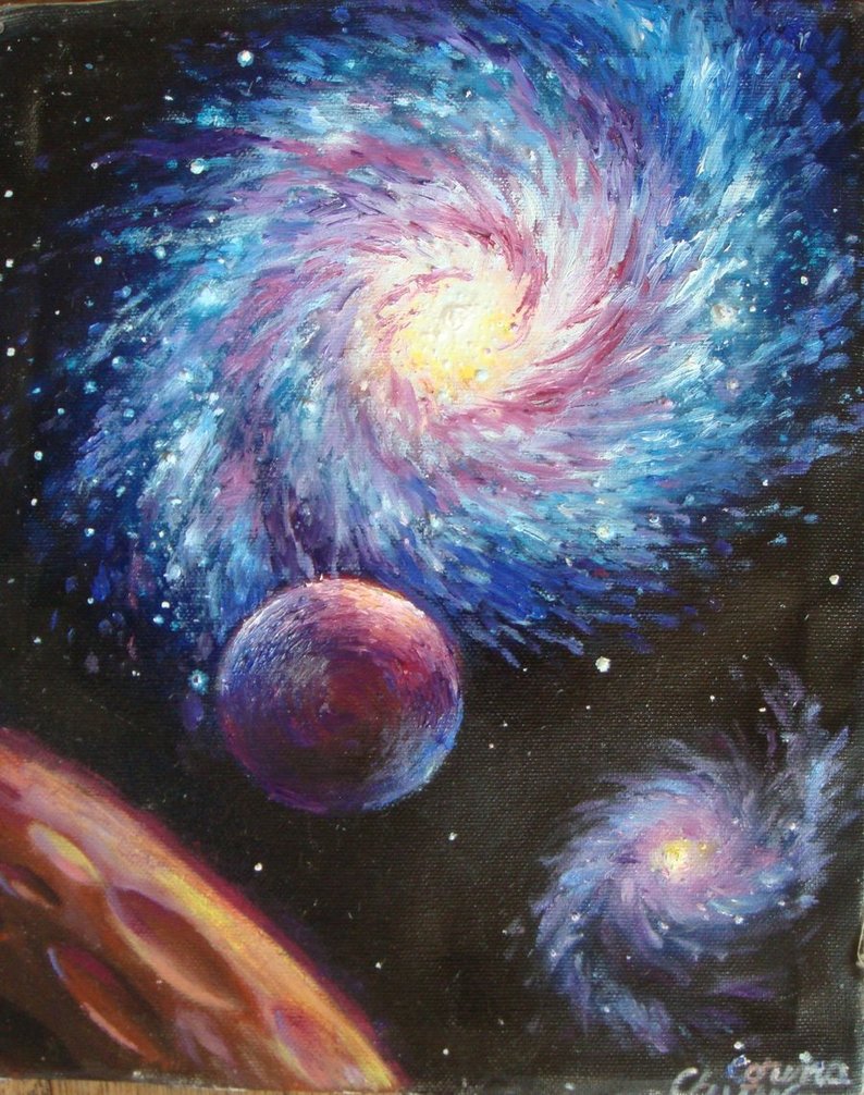 794x1006 Galaxy, Oil Canvas Painting By Corinazone - Galaxy Canvas Painting