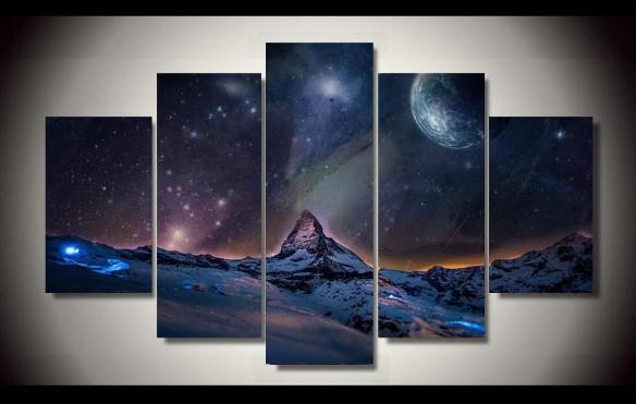 584x371 Limited Edition Galaxy Space 5 Piece Canvas Painting - Galaxy Canvas Painting