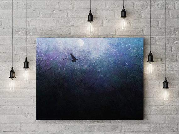570x427 Ravens Painting Galaxy Canvas Painting Moon Painting - Galaxy Canvas Painting