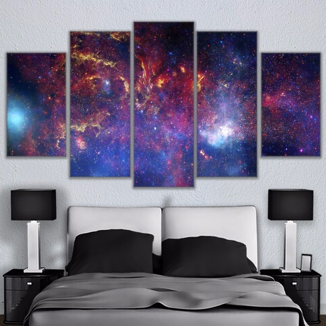 640x640 Canvas Painting Wall Art Home Decor Living Room 5 Pieces Colorful - Galaxy Canvas Painting
