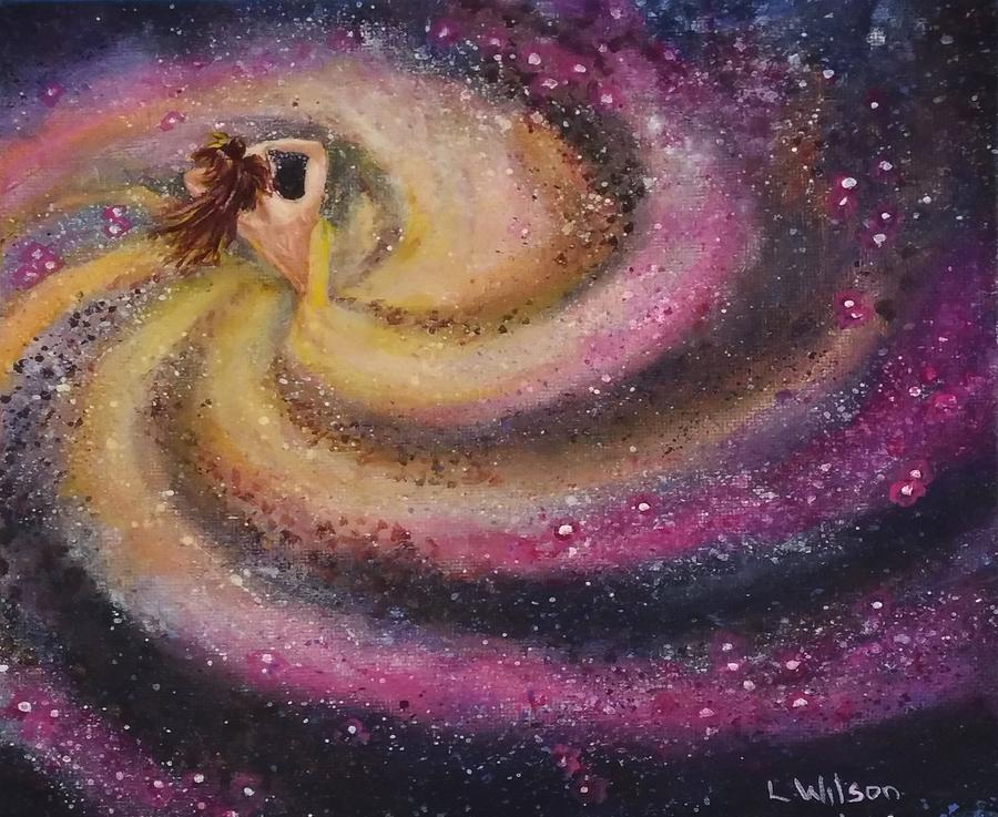 900x737 Galaxy Girl Pink Swirl Painting By Laura Wilson - Galaxy Girl Painting